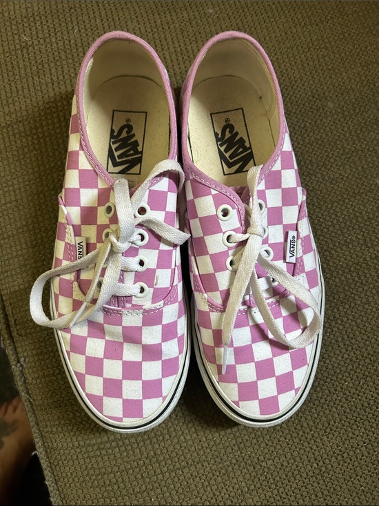 Vans Shoes - Vans Pink and White Checkerboard Lace-Up Sneakers